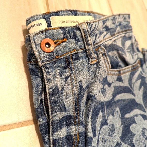 Pilcro Blue floral print Straight Leg Jeans Retro Wash Anthropologie - Picture 6 of 11
